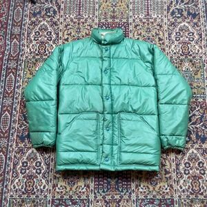 VTG 60s 70s Crestview Brand Green Ripstop Down Puffer Jacket Talon Zip S USA